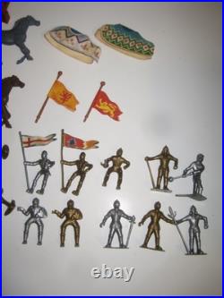 Vtg 1960s MARX Carry-All Action Medieval FIGHTING KNIGHTS Horses + MP Castle