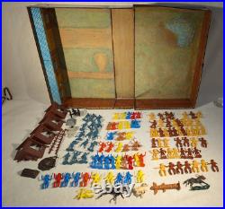 Vtg 1968 Marx Fort Apache Carry-All Action Playset Tin Building Row 119 Pieces