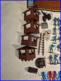 Vtg 1968 Marx Fort Apache Carry-All Action Playset Tin Building Row 119 Pieces