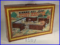 Vtg 1968 Marx Fort Apache Carry-All Action Playset Tin Building Row 119 Pieces