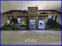 Vtg 50s 60s Marx Tin Litho Gas Station Service Center Playset Lights Up RARE Vtg 50s 60s Marx Tin Litho Gas Station Service Center Playset Lights Up RARE