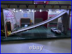 Vtg 50s 60s Marx Tin Litho Gas Station Service Center Playset Lights Up RARE