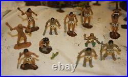 Vtg 70's Marx Mini Prehistoric Caveman Playset Parts Figures Lot Set Cave MTN Ro