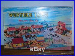 Vtg Louis Marx Toys Miniature Western Town Playset 100% Complete Old West Cowboy