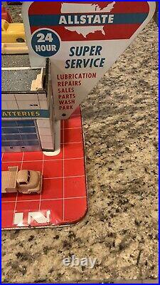 Vtg Marx Allstate Service Station Tin Litho Toy