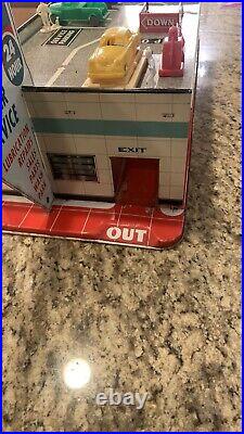 Vtg Marx Allstate Service Station Tin Litho Toy