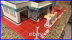 Vtg Marx Allstate Service Station Tin Litho Toy