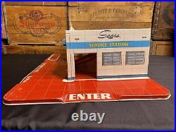 Vtg Marx Happi-Time Sears Allstate Service Station Tin Litho Toy 26x15x6