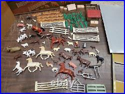 Vtg Marx Modern Tin Farm Set Barn Animals Tractor Farm Equipment #3931 Collectib