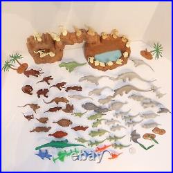 Vtg Marx Prehistoric Play Set 3398 1971 Potbelly with 55 Dinosaurs & 17 Cavemen