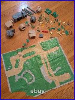 Vtg Original Marx The Flintstones Playset Parts Figures Rock Buildings 1960s