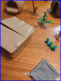 Vtg Original Marx The Flintstones Playset Parts Figures Rock Buildings 1960s