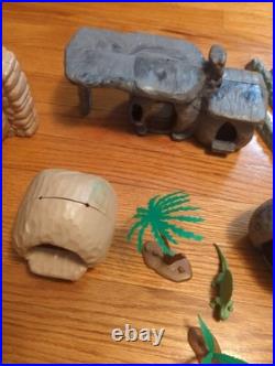 Vtg Original Marx The Flintstones Playset Parts Figures Rock Buildings 1960s