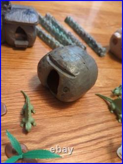 Vtg Original Marx The Flintstones Playset Parts Figures Rock Buildings 1960s