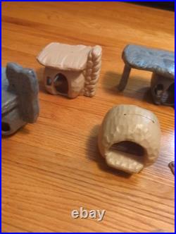 Vtg Original Marx The Flintstones Playset Parts Figures Rock Buildings 1960s