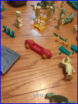 Vtg Original Marx The Flintstones Playset Parts Figures Rock Buildings 1960s