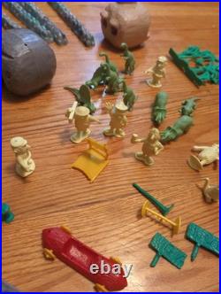 Vtg Original Marx The Flintstones Playset Parts Figures Rock Buildings 1960s