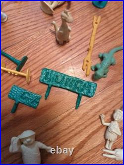 Vtg Original Marx The Flintstones Playset Parts Figures Rock Buildings 1960s