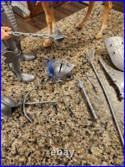 Vtg & Rare 1968 Silver Knight with Horse by Marx 1/6th Scale Knight near Mint