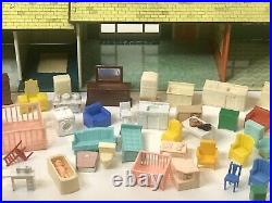 Vtg TIN LITHO RANCH FURNITURE Marx Doll House ACCESSORIES Metal Home Toy Playset