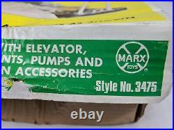 Vtg Unused Box Marx Super Service Station Garage Pump Car Sign Toy Playset 99.9%